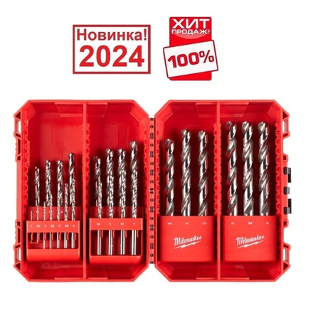 ХИТ! Набор сверл по металлу 19 единиц 1 - 10 мм THUNDERWEB  HSS-G GEN III в футляре Milwaukee 4932493869