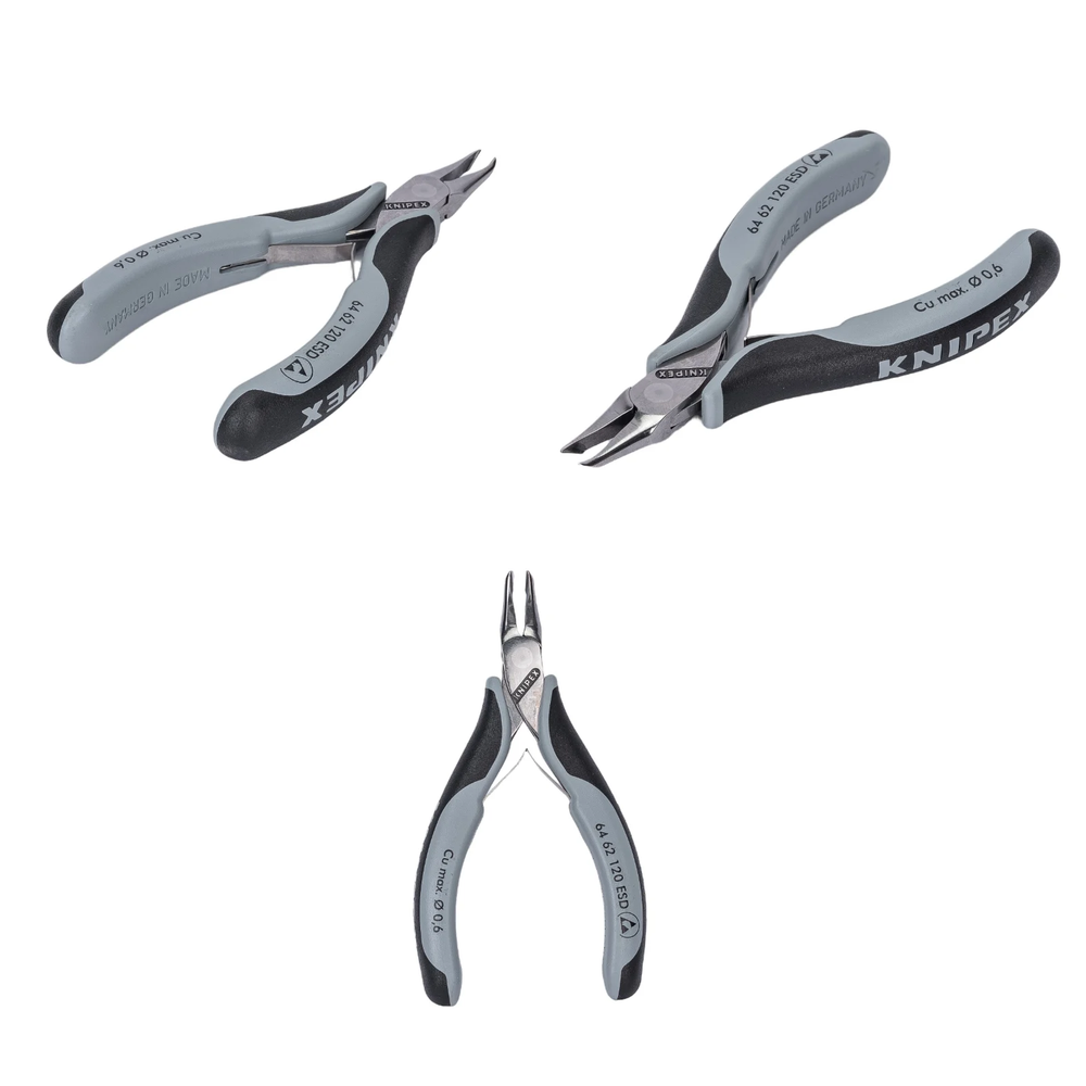 АКЦИЯ ЛЕТНИЕ СКИДКИ! Кусачки торцевые для электроники ESD KNIPEX 120 мм маленькая фаска, узкие губки 65°, 2-комп. антистатические ручки KN-6462120ESD