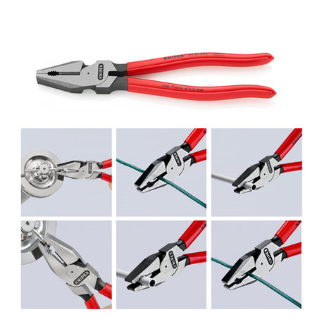 Новинка! Плоскогубцы комбинированные особой мощности KNIPEX 225 мм, фосфатированные, обливные ручки, для захвата, изгибания и удержания деталей, резки проволоки и проводов СИЛОВЫЕ ПАССАТИЖИ KN-0201225