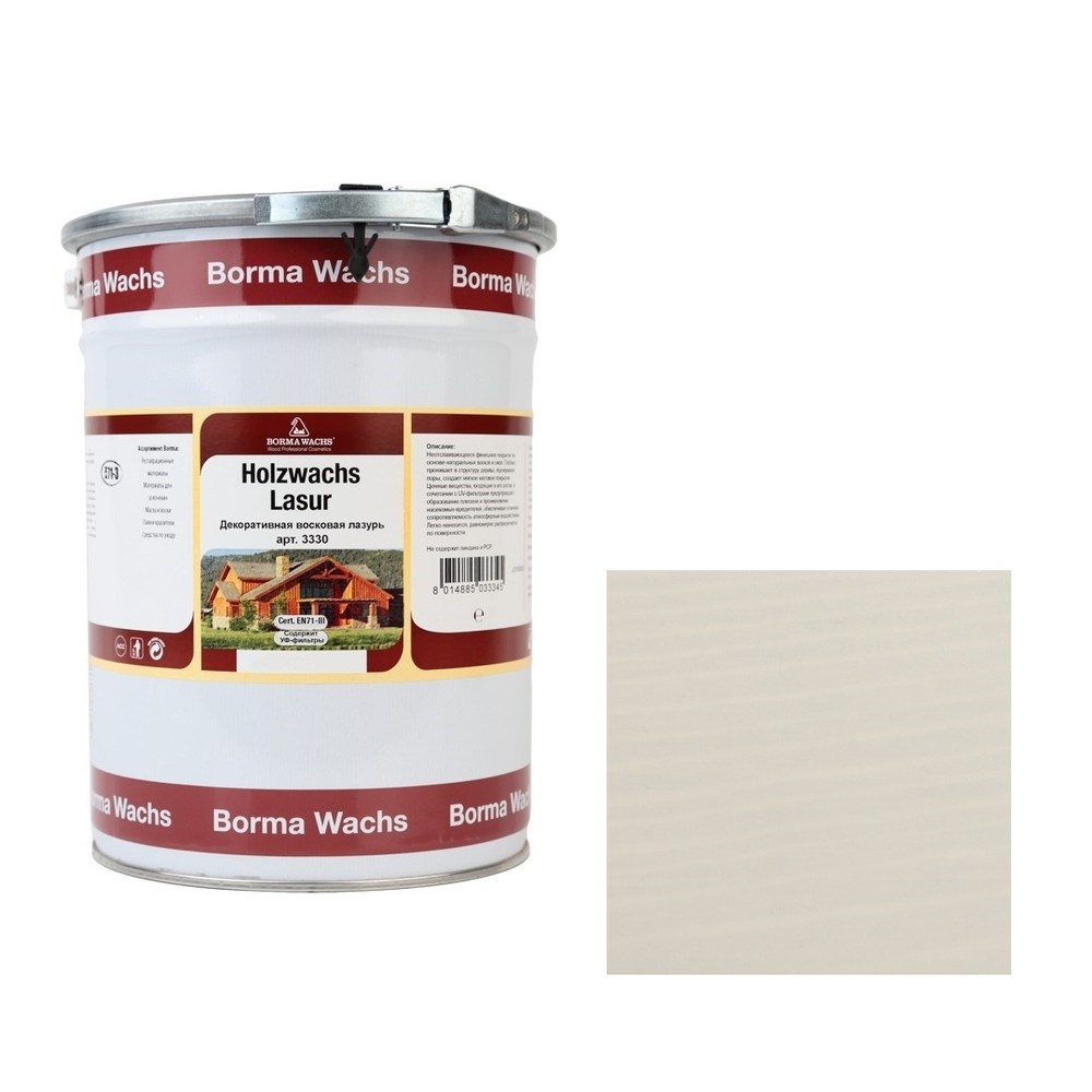 Новинка! Декоративная ВОСКОВАЯ лазурь / Масло для фасадов Borma Holzwachs Lasur 20 л цвет 103 Теплый серый для наружных и внутренних работ R3340-5
