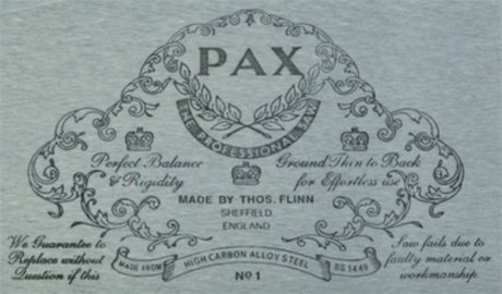 Новинка! Пила столярная обушковая Thomas Flinn Pax Tenon CrossCut, 356 мм (14 дюйм), 13 tpi для поперечного пиления М00005109