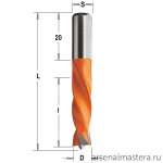 Сверло присадочное глухое D 8 l 30 L 55,5 S 8 вр. RH CMT 306.080.11