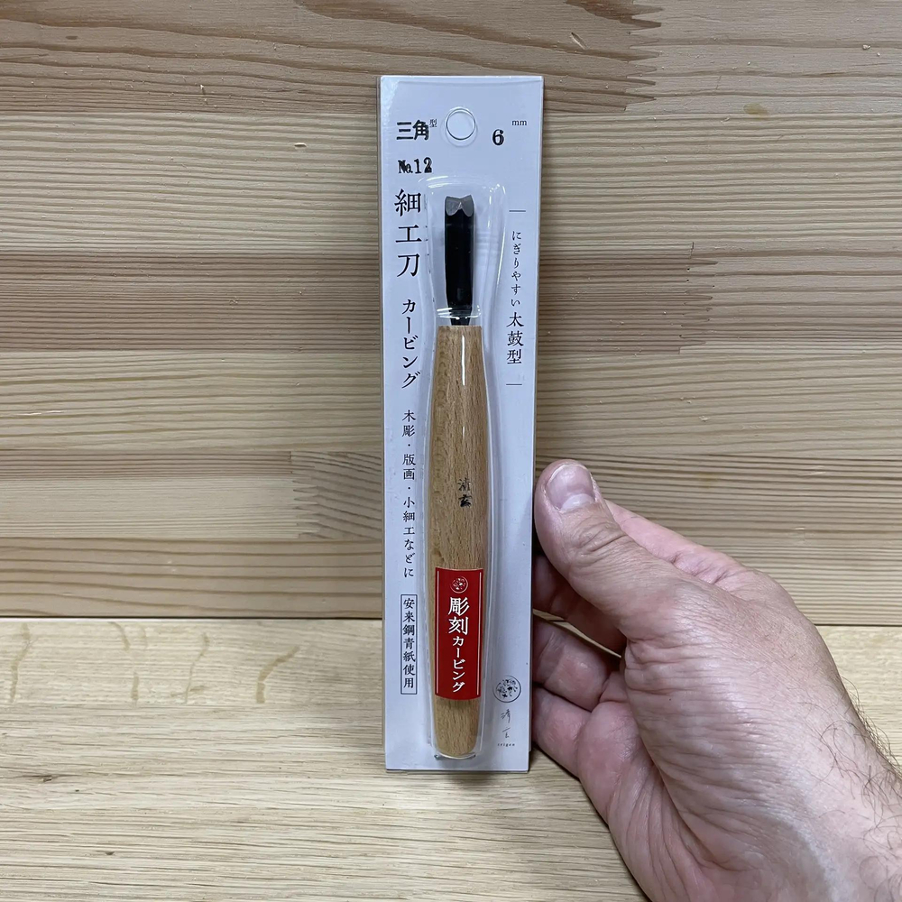 Новинка! Стамеска японская для резьбы по дереву Miki Tool Seigen N 12, угловая, V-образная, 6 мм, Эйсмус М00019868
