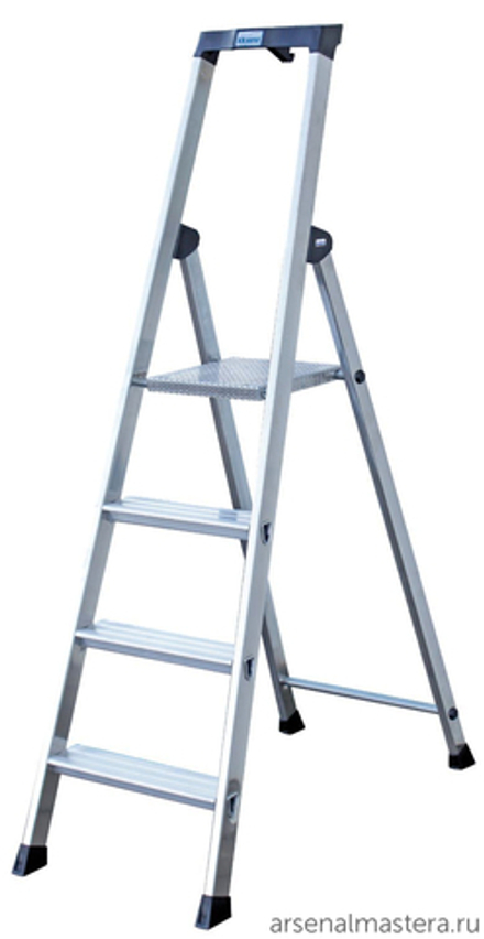 Односторонняя алюминиевая лестница - стремянка SOLIDO развальцованные 4 ступени Krause 126634