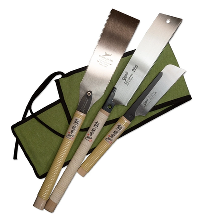 Набор пил японских 3 шт Shogun N 2: безобушковая Shogun Cross Cut Saw 265 мм, обушковая Shogun Dozuki-Mini Saw 150 мм, двусторонняя Shogun Ryoba Rip/Cross 210 мм М00017191