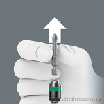 Набор 17 предметов БИТЫ с отвёрткой-битодержателем с патроном Rapidaptor в сумке-скрутке Kraftform Kompakt 60 KK 059294 WERA WE-059294