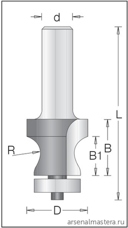Концевая профильная горизонтальная фреза D 25 мм B 29 мм L 83 мм d 12 мм В1 24 мм R 8 мм DIMAR 1550039