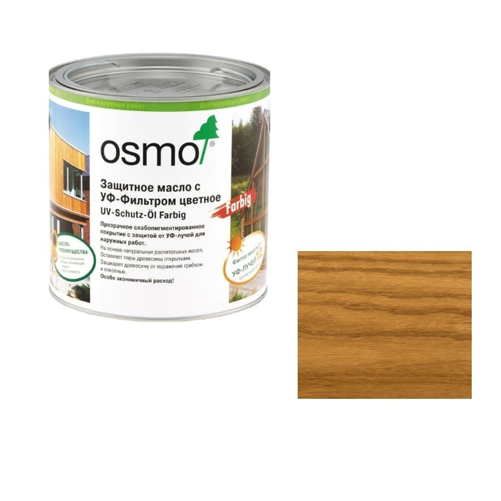Защитное масло с УФ-фильтром Osmo 425 Дуб 0,75 л против роста синей гнили, плесени, грибков UV-Schutz-Ol Extra для наружных работ Osmo-425-0,75 11600033