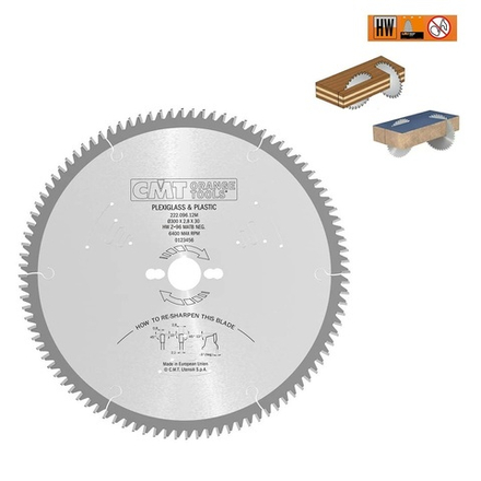 Новинка! Диск пильный 300 x 30 x 2,8 / 2,2 - 3 градус MATB Z 96 для ПВХ и оргстекла, ламината CMT 222.096.12M
