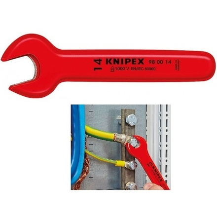 Ключ гаечный рожковый VDE, 13 мм, длина 130 мм, диэлектрический KNIPEX KN-980013
