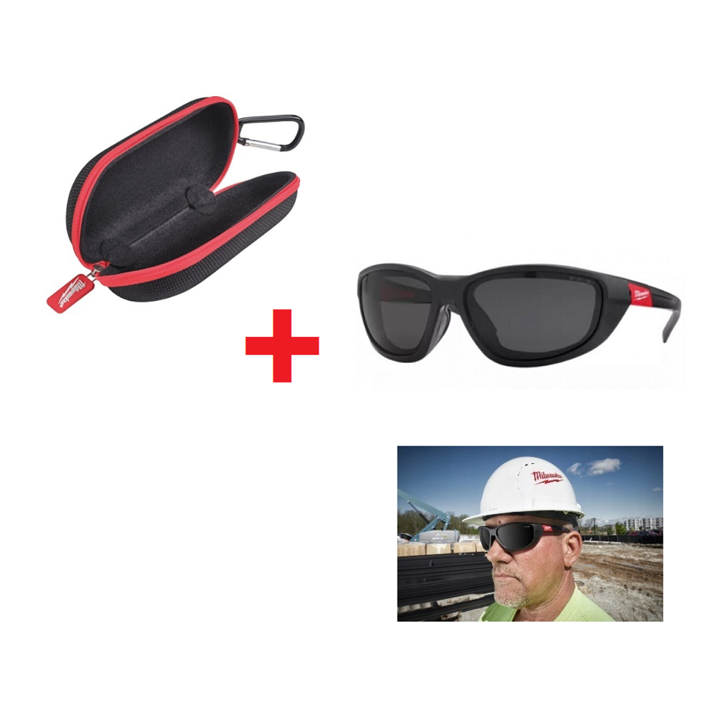 Набор солнцезащитных очков с футляром: Очки защитные затемненные поляризованные PREMIUM 4932471886 ПЛЮС Кейс - футляр для очков Hard Case Safety Glasses 4932492083 MILWAUKEE N0101-2AM