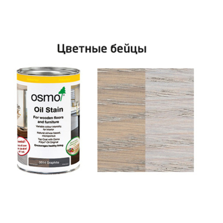 Цветные бейцы на масляной основе для тонирования деревянных полов Osmo 3518 светло-серый 2,5 л Ol-Beize для внутренних работ Osmo-3518-2,5 15100844