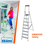 Новинка! Свободностоящая стремянка 2К заглушки 8 ступеней  MONTO SAFETY Krause 128980