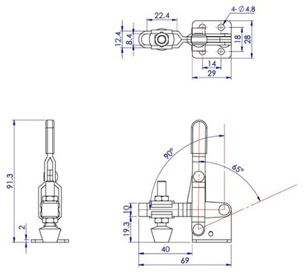 ХИТ! Зажим механический с вертикальной ручкой усилие 100 кг Woodwork GH-102-B