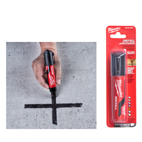 Новинка! Маркер строительный черный 1 шт СУПЕР БОЛЬШОЙ Milwaukee INKZALL Black XL Chisel Tip, для ОСП, бетона, деревянных, металлических, пластиковых и керамических поверхностей 4932471558