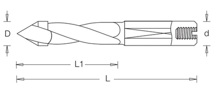Сверло сквозное правое D 5 x 40 L 70 хвостовик 10 x 25 присадка Dimar 2016147
