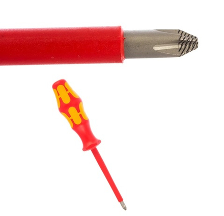 АКЦИЯ 2026! Набор 7 предметов ОТВЕРТКИ диэлектрические + пробник + подставка, PH 1 - 2, SL 2.5 - 3 WERA Kraftform Plus Rack VDE 160 i / 162 i / 7 WE-006147