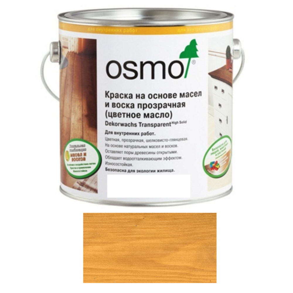 Прозрачная краска на основе цветных масел и воска Osmo 3103 Дуб светлый 0,75 л Dekorwachs Transparent для внутренних работ Osmo-3103-0,75 10100805