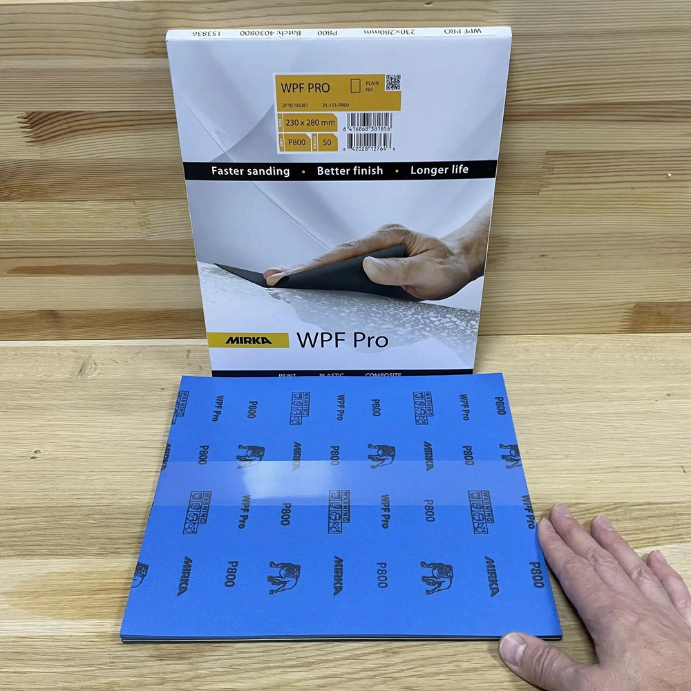 Новинка 2026! Комплект 50 шт Водостойкая шлифовальная бумага MIRKA WPF PRO 230 x 280 мм P800, для ручного шлифования пластиков, композитов, ЛКМ 2P10105081