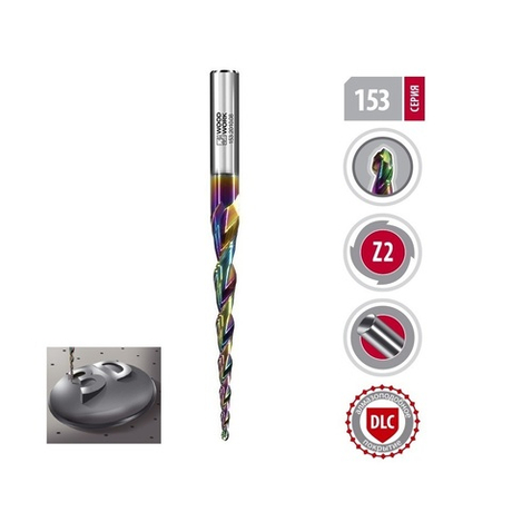 Фреза монолитная с DLC для 3D обработки цветных металлов R 0,25 L 75 I 30,5 S 6 Z 2 Woodwork 153.0575.06