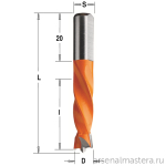 Сверло присадочное глухое D 8 l 30 L 55,5 S 8 вр. RH CMT 306.080.11