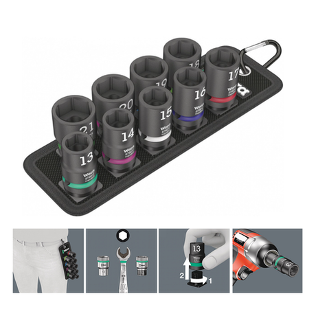 СКИДКИ НА MAXIМУМЕ! Набор 10 предметов ГОЛОВКИ торцевые ударные WERA Belt C Impaktor 1, 1/2", 13 - 21 x 38 мм WE-004580