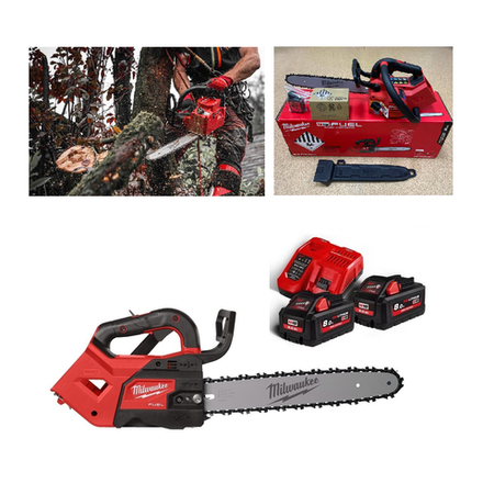 КОМПЛЕКТ M18 FUEL FTHCHS35-802: Аккумуляторная Цепная пила с верхней рукояткой 35 см FTHCHS35-0 с двумя Аккумуляторами HB8 8.0 Ач, Быстрозарядным устройством M12-18 FC Milwaukee 4933479589