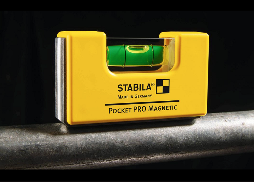 РАСПРОДАЖА! Уровень профессиональный пузырьковый STABILA Pocket Pro Magnetic с чехлом на пояс 17953