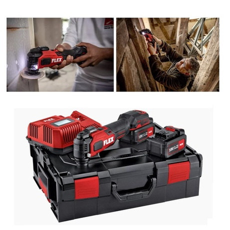 Новинка! Комплект MT 18.0 EC / 5.0 Set Аккумуляторный многофункциональный инструмент (реноватор), Два Аккумулятора 5 Ач , Быстрое зарядное устройство 9А в кейсе FLEX 518417