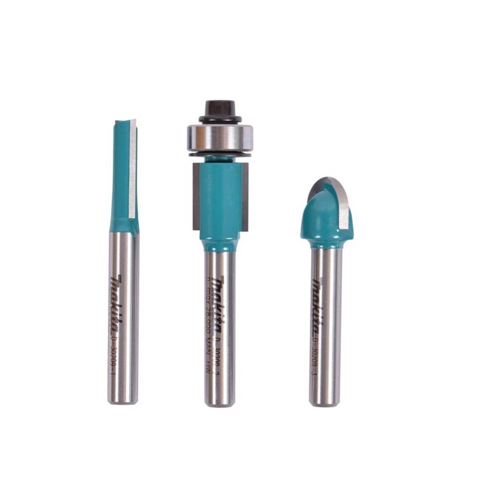 Новинка! Набор фрез 3 шт. Makita HM/CT S=6 мм, пазовая, кромочная и для закругления D-30209