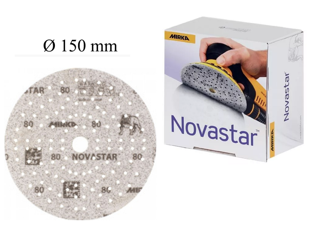 Комплект 100 шт Премиальный шлифабразив на прочной пленочной основе Novastar 150 мм 121 отверстий Р 600 Mirka FG6CH09961
