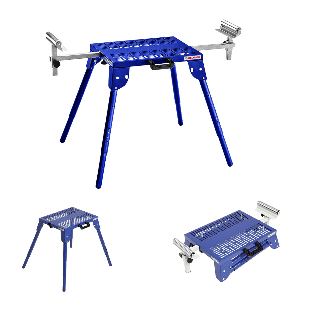 Новинка! Подставка стальная универсальная складная BELMASH WM-150U, 5 фиксированных положений высоты рабочей поверхности от 785 до 1010 мм, для торцовочной пилы D153A