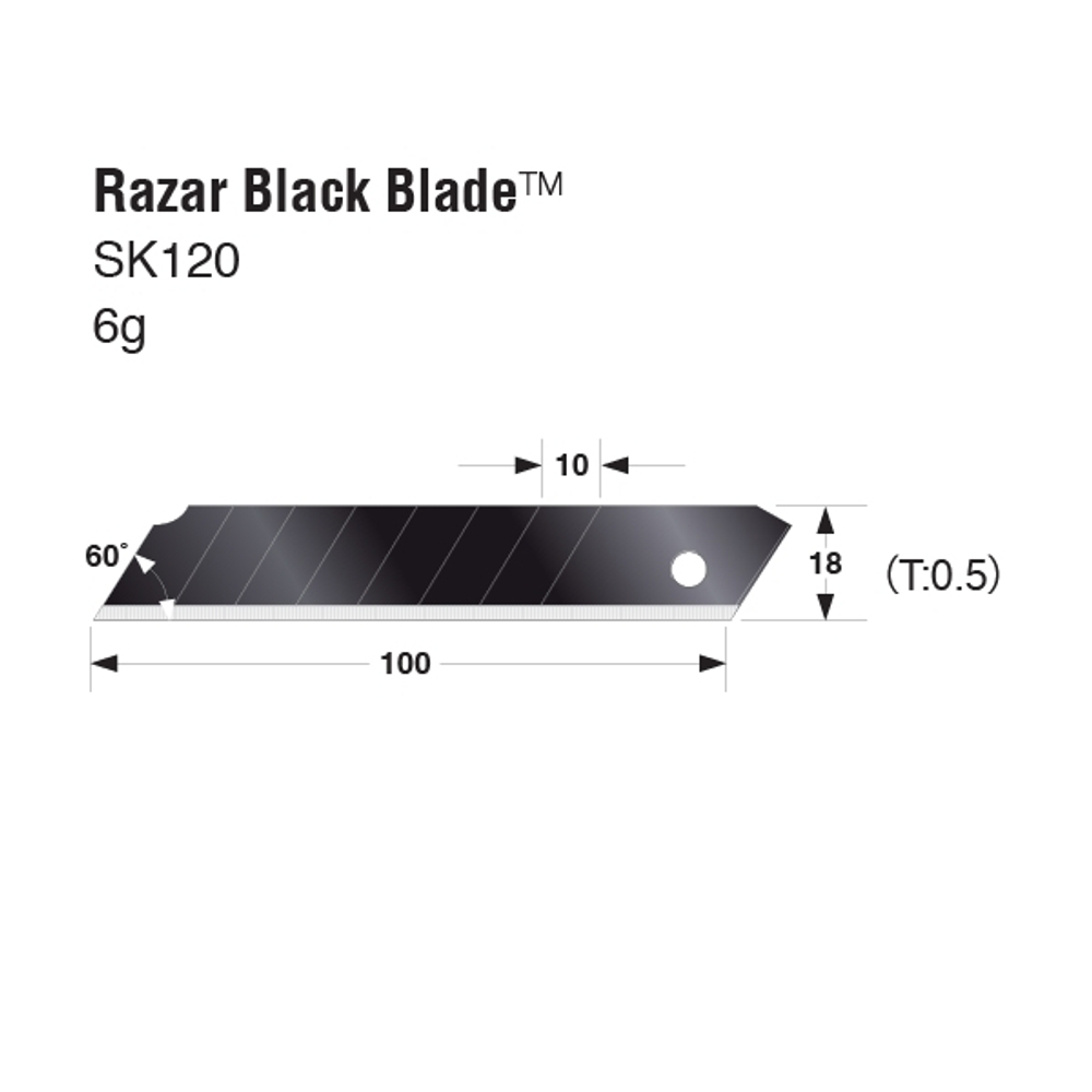 Лезвия TAJIMA Razar Black LСB-50 18 мм обламывающиеся 10 шт с покрытием черные в футляре LCB50RBC/K1 LB50RBC
