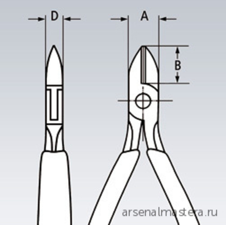 Кусачки боковые для электроники ESD 115 мм (БОКОРЕЗЫ) острая головка, 2-комп антистатические ручки 77 32 115 ESD KNIPEX KN-7732115ESD