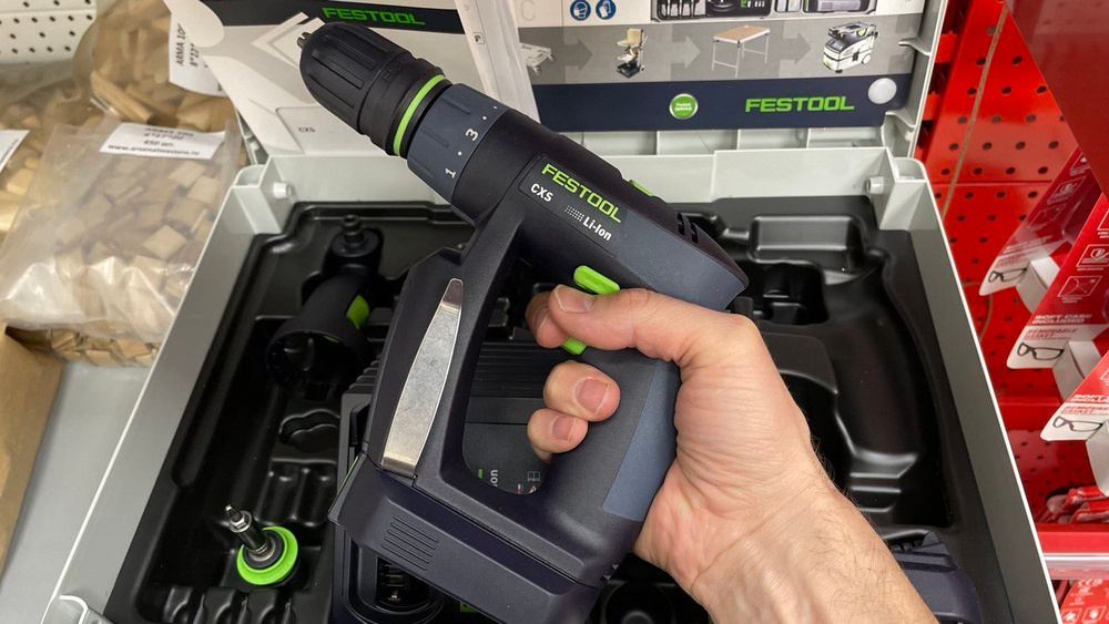 ХИТ! Аккумуляторная дрель-шуруповёрт FESTOOL CXS 10,8 В 2,6-Set с 2 шт Аккумуляторами, Устройством быстрозарядным ПЛЮС Насадка угловая 576093