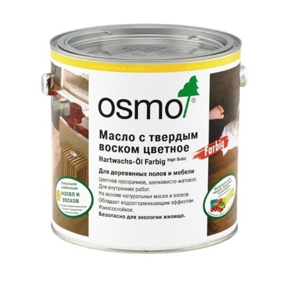Цветное масло с твердым воском Osmo 3071 Мед 2,5 л Hartwachs-Ol Farbig для внутренних работ слабо пигментированное Osmo-3071-2.5 10100300