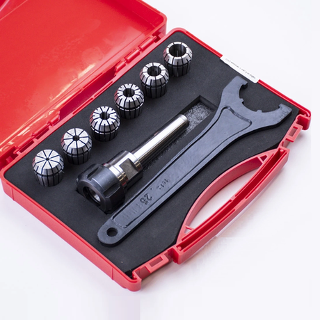 Новинка! Набор из 6 цанг с патроном GOLDRATIO ER25 х MT-2 3-16 мм, в кейсе М00024980