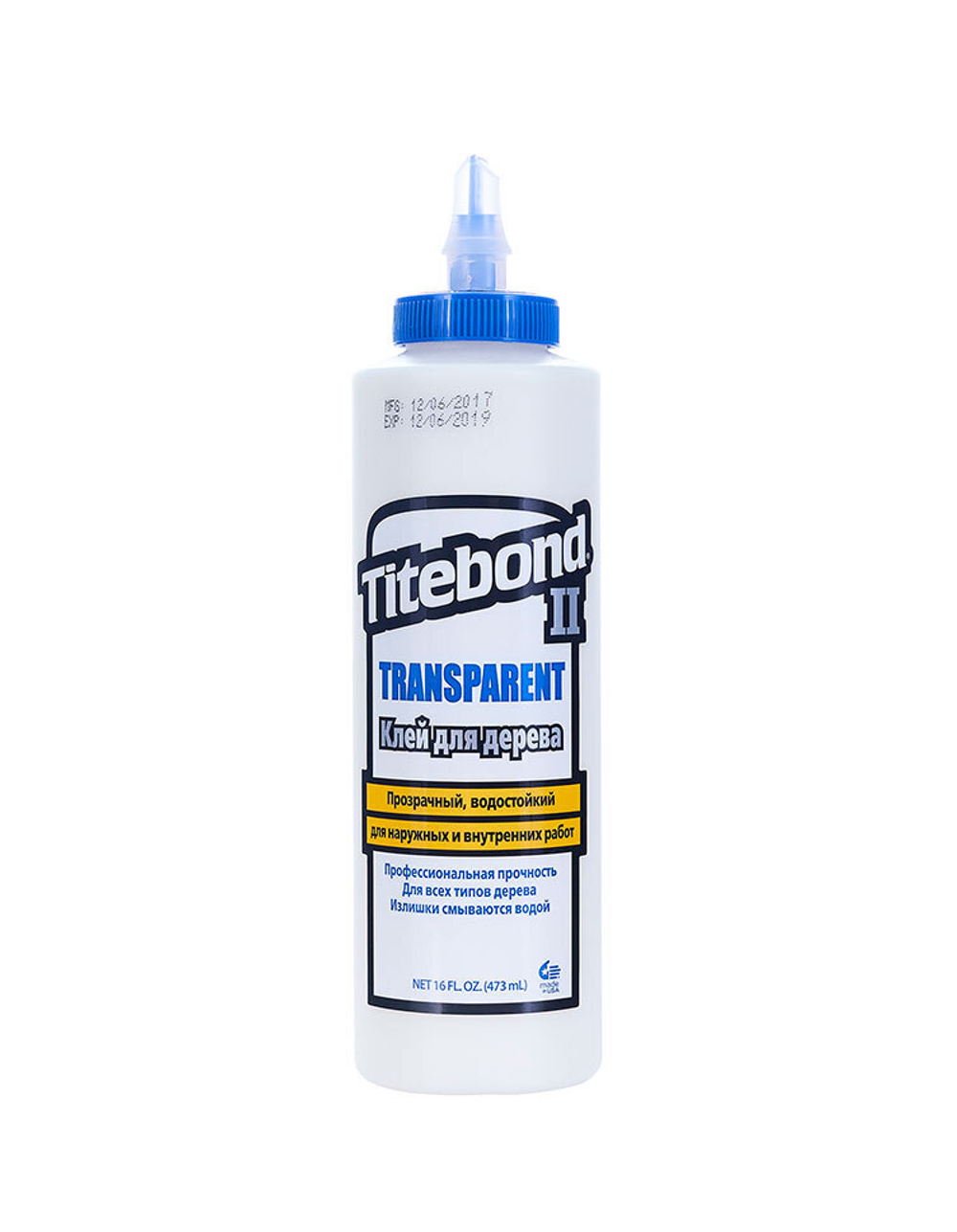 ХИТ! Клей столярный влагостойкий TITEBOND II Transparent Premium Wood Glue 1124 прозрачный 473 мл TB1124