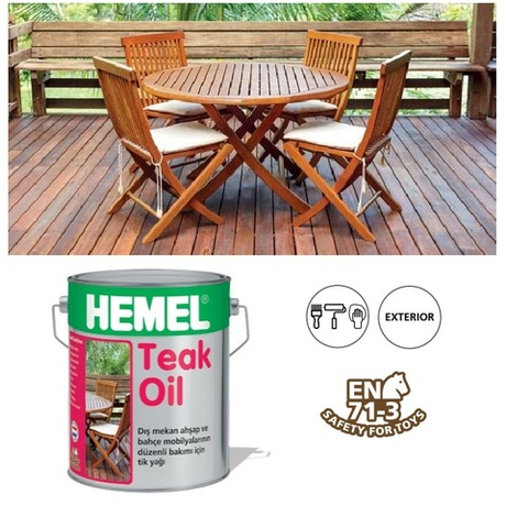 Новинка! Масло для тика премиум - класса для наружных работ Teak Oil Бесцветное 0,75 л для ухода за древесиной и садовой мебелью на открытом воздухе 3300H HEMEL 10815