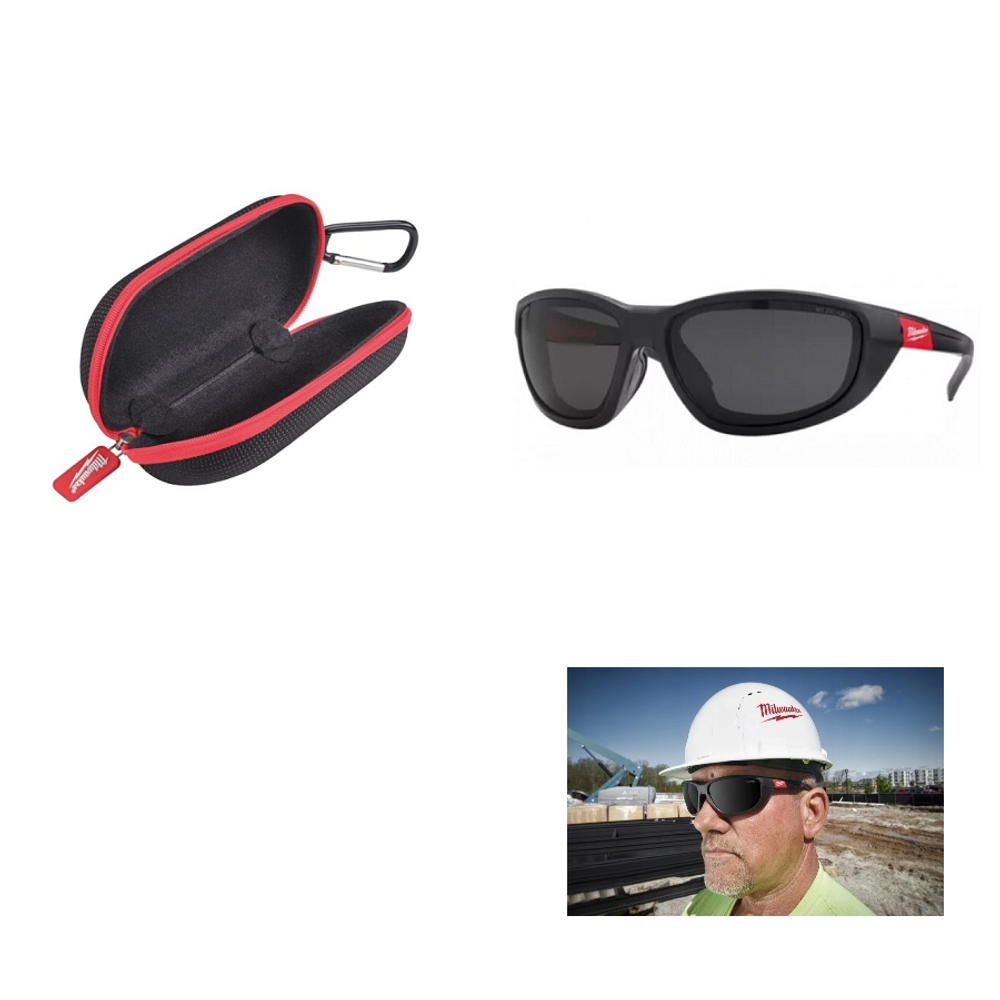 Набор солнцезащитных очков с футляром: Очки защитные затемненные поляризованные PREMIUM 4932471886 ПЛЮС Кейс - футляр для очков Hard Case Safety Glasses 4932492083 MILWAUKEE N0101-2AM