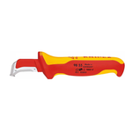 Новинка! Нож для удаления изоляции KNIPEX 180 мм для кабеля VDE с "пяткой", нерж. хирургическая сталь, 2К диэлектрическая ручка KN-9855SB