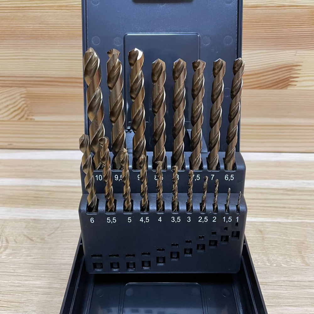 Новинка! Набор из 19 сверл спиральных по металлу, индустриальные ZALTAR D 1-10 мм x 0.5, DIN 338 HSS-E Co5, Тип VA, 5xD ZA-74161