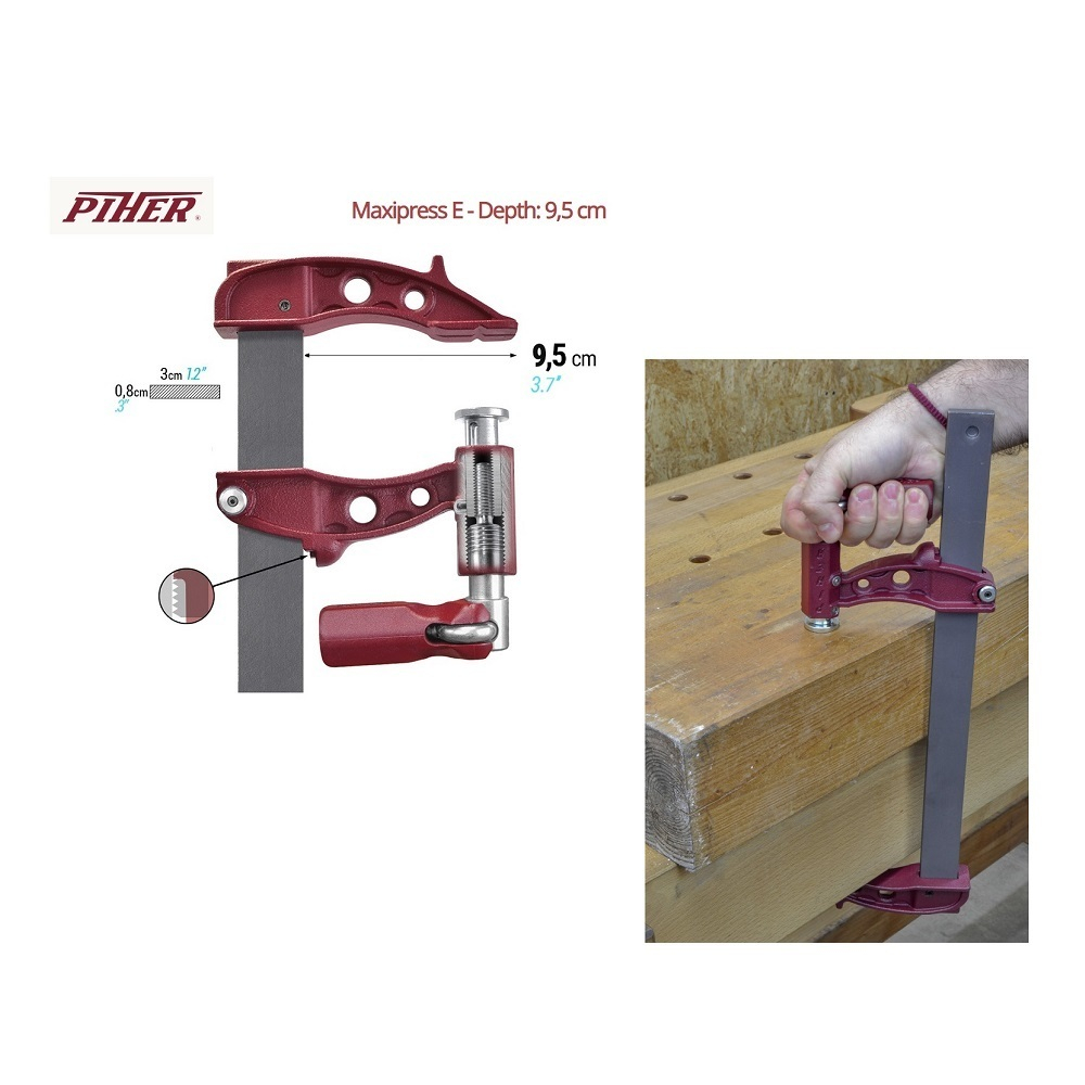 ХИТ! Струбцина Piher MAXIPRESS E 40 х 9,5 см 9000N зажимное усилие до 900 кг 59040 М00021148