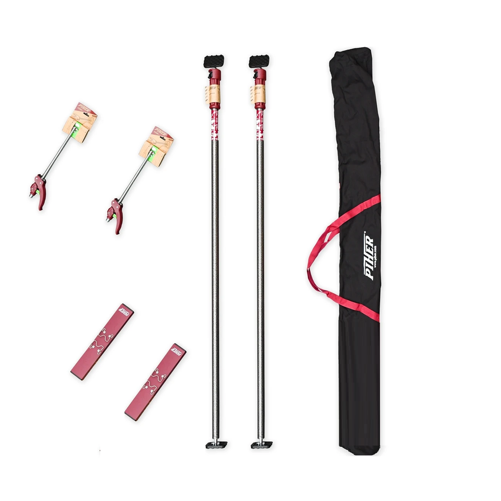 Новинка! Комплект 2 шт телескопические распорки Piher Multi Prop (155-290 см) 30012, 2 нескользящие опоры, 2 телескопические пятки ARM, фирменная сумка. Для монтажа ГКЛ на потолках М00024792