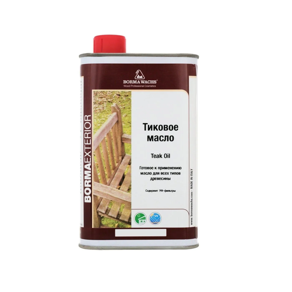 Новинка! Масло тиковое Borma Teak Oil 1 л, цвет 12051 зелёная сосна, для всех типов деревянных поверхностей, для внутренних и наружных работ 0361-12051