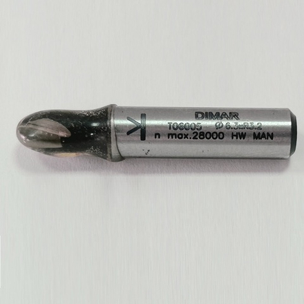 Фреза галтель R 3,2 удлиненная D 6,35 B 5 L 47 Хвостовик 8 WP WoodPecker DIMAR T06005