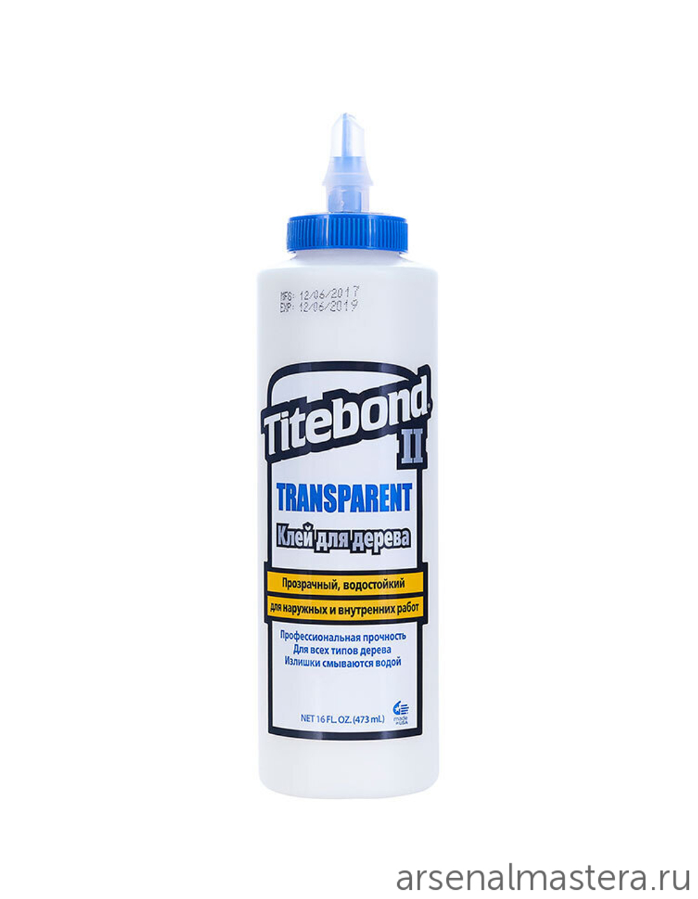 ХИТ! Клей столярный влагостойкий TITEBOND II Transparent Premium Wood Glue 1124 прозрачный 473 мл TB1124