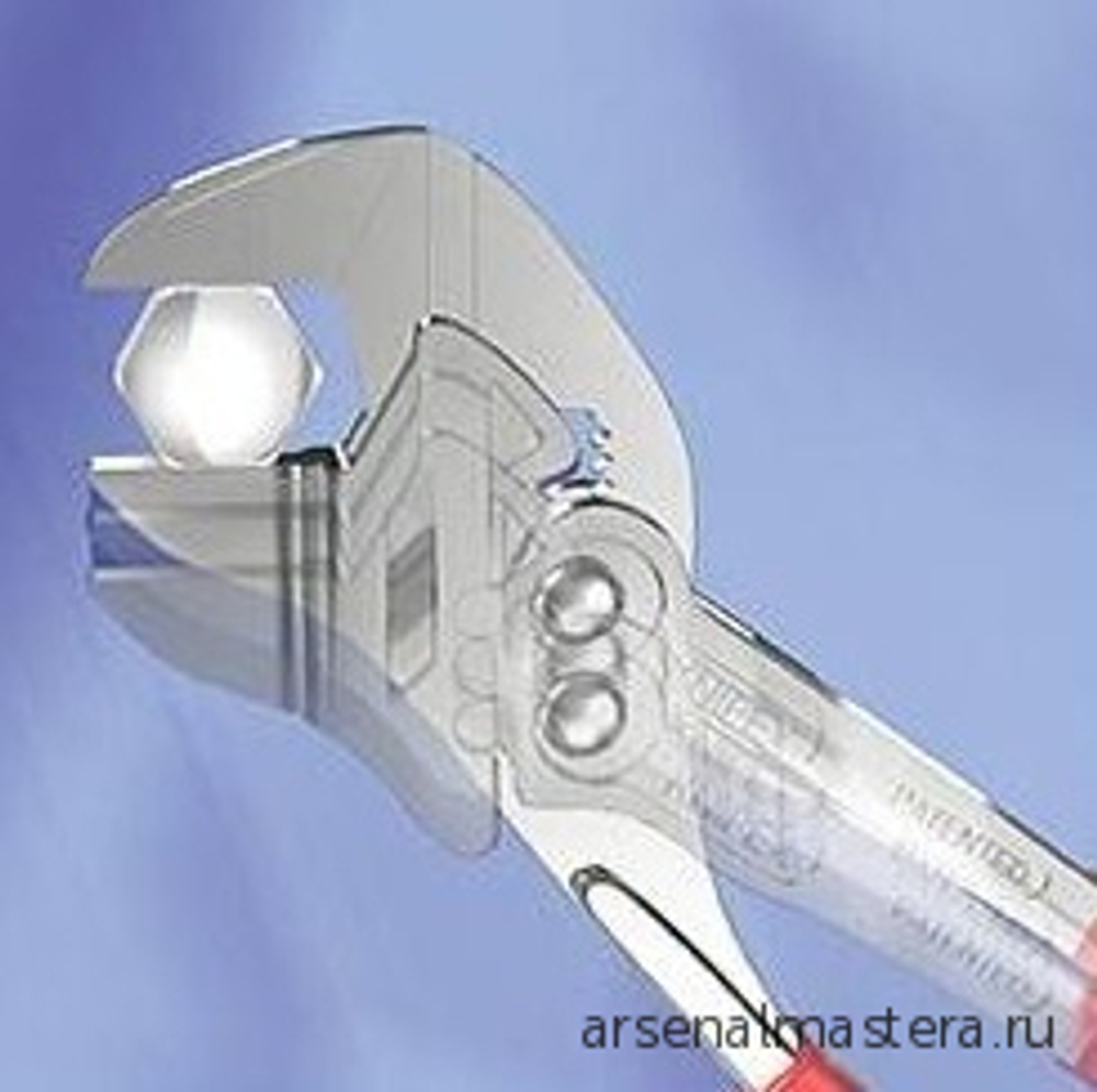 ХИТ! Клещи переставные - гаечный ключ 250 мм, зев 52 мм, хром, обливные ручки 86 03 250 KNIPEX KN-8603250