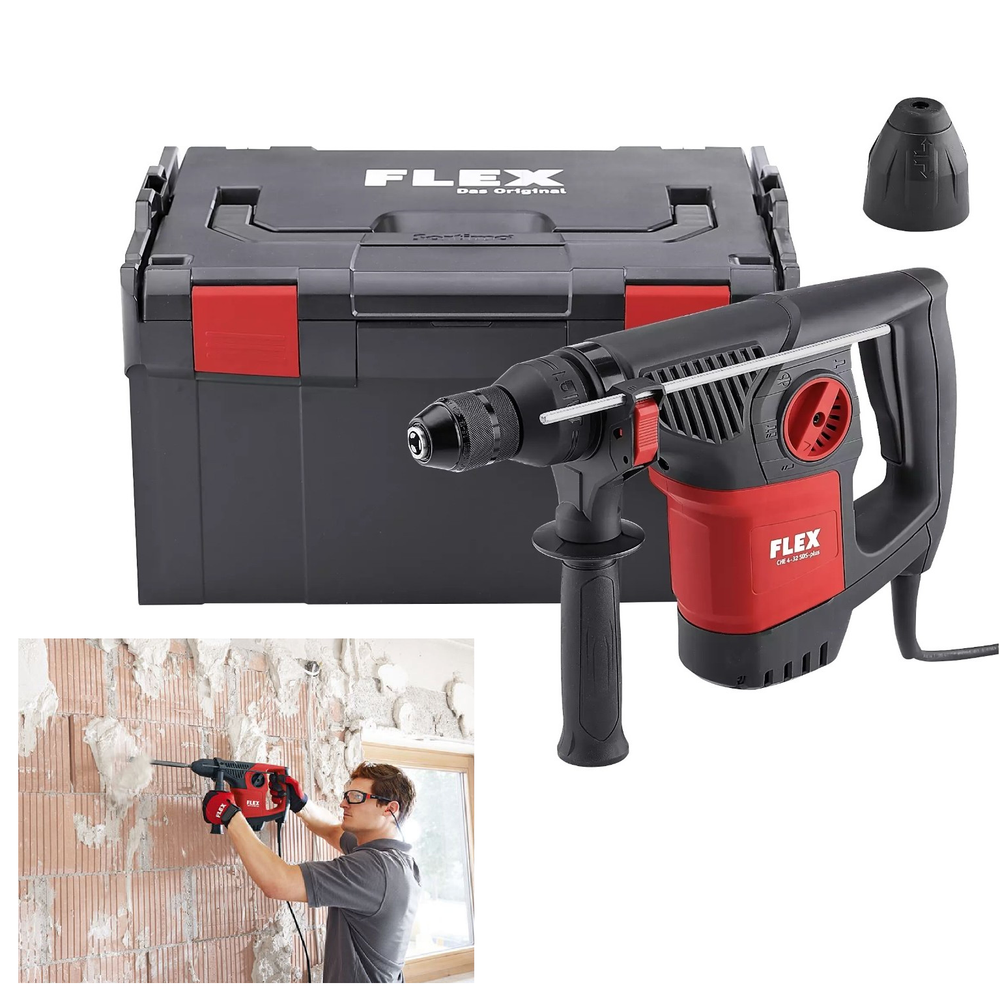 Новинка! Перфоратор комбинированный Flex CHE 4-32 R SDS-plus D - образной формы, 0,9 кВт с функцией зубильного молотка с высокой ударной энергией и малой вибрацией, в кейсе 468029