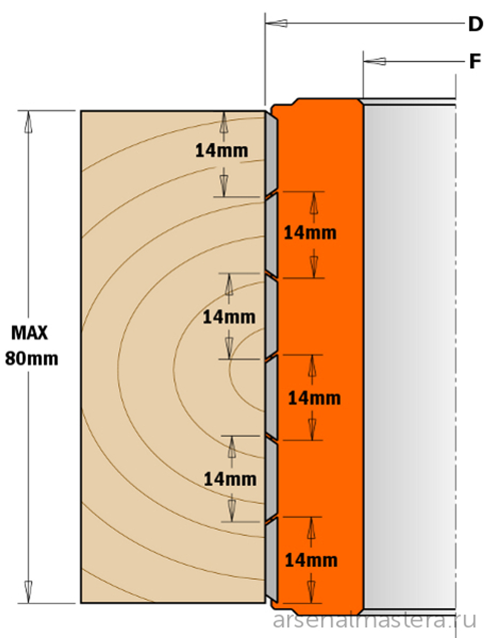 Фреза фуговальная F30 D 62 x 80 насадная (алюм.) смен. ножи HM (кейс) CMT  694.019.30